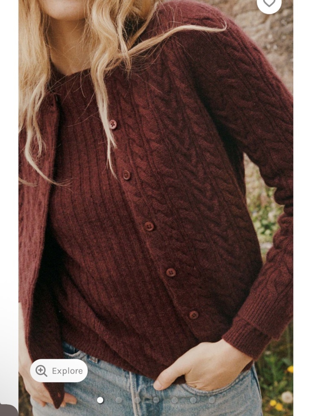 Doen Danae Cable Knit Button Cardigan - Deep Burgundy, XS
